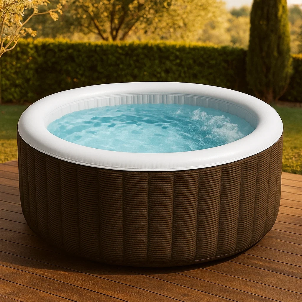 Spa gonflable 196x196x71 cm 6 places rond marron/blanc ZKFzrRd334lX