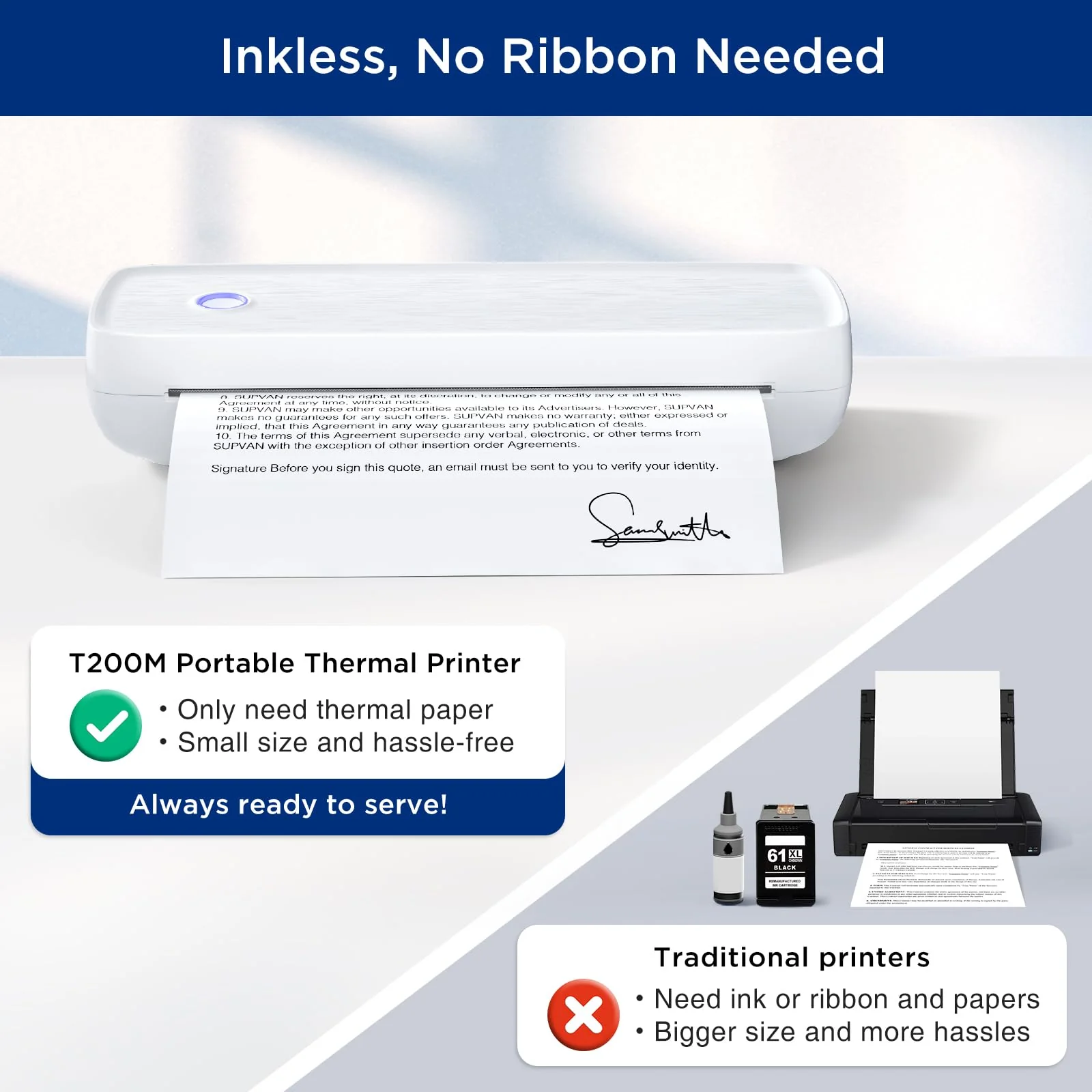 SUPVAN Portable Printer Wireless for Travel