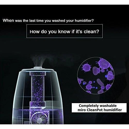 Humidificateur modulaire entièrement lavable MIRO-NR08M pour grandes pièces, facile à nettoyer et à utiliser, Luma Touch – Humidificateur à vapeur froide haut de gamme. Commande tactile, lumières LED colorées, humidification puissante.