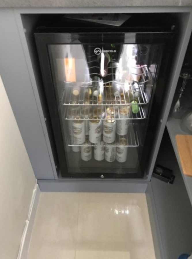 Subcold Super85 LED – Under-Counter Fridge | 85L Beer, Wine & Drinks Fridge | LED Light + Lock and Key | Energy Efficient (Silver, 85L) [Energy Class E]
