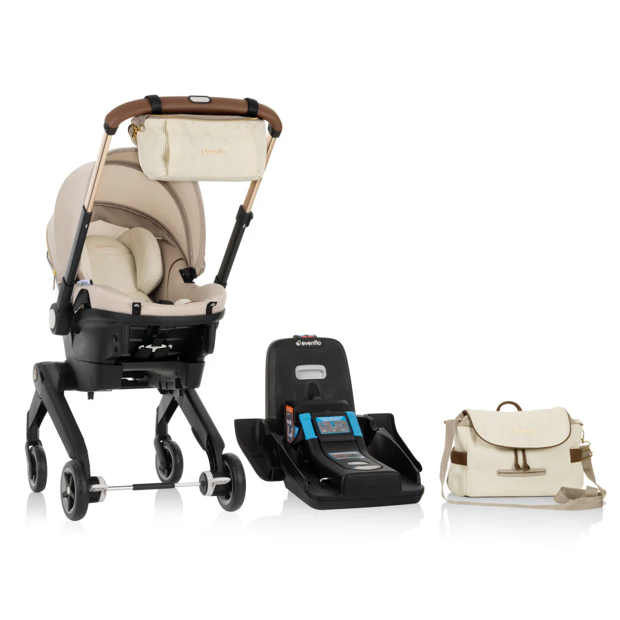 Harnais-nacelle combiné Evenflo Shift DualRide 2025 pour bébé, édition limitée avec tissu vert et doux