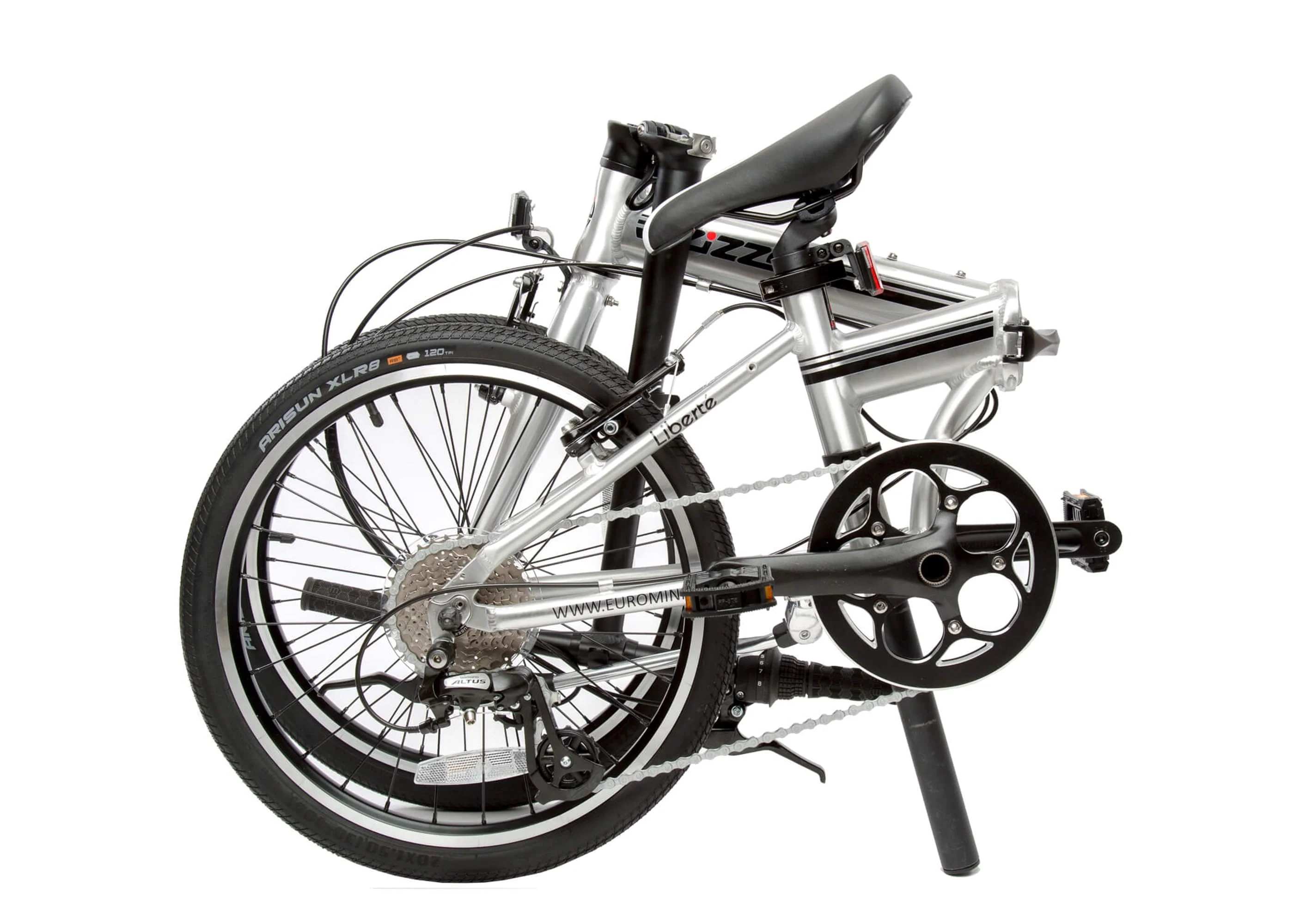 Zizzo Liberte 8 - Speed 20" Wheel, Aluminum Folding Road Bicycle for All Genders, Silver and Black