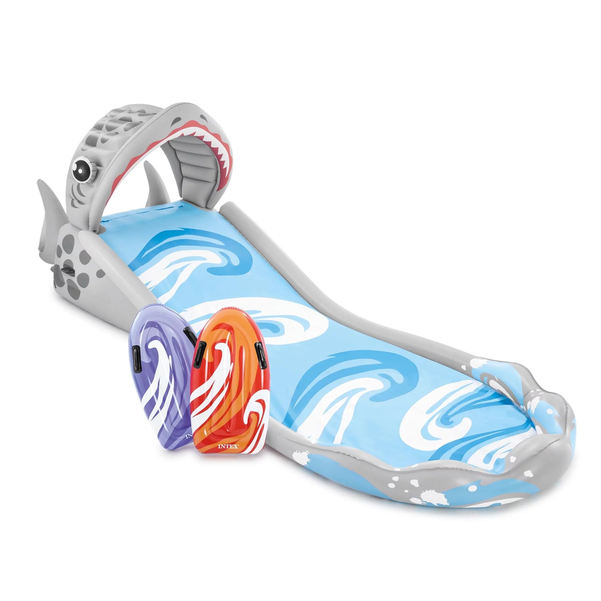 Toboggan aquatique gonflable Intex pour jardin avec planches de surf et pompe à air électrique