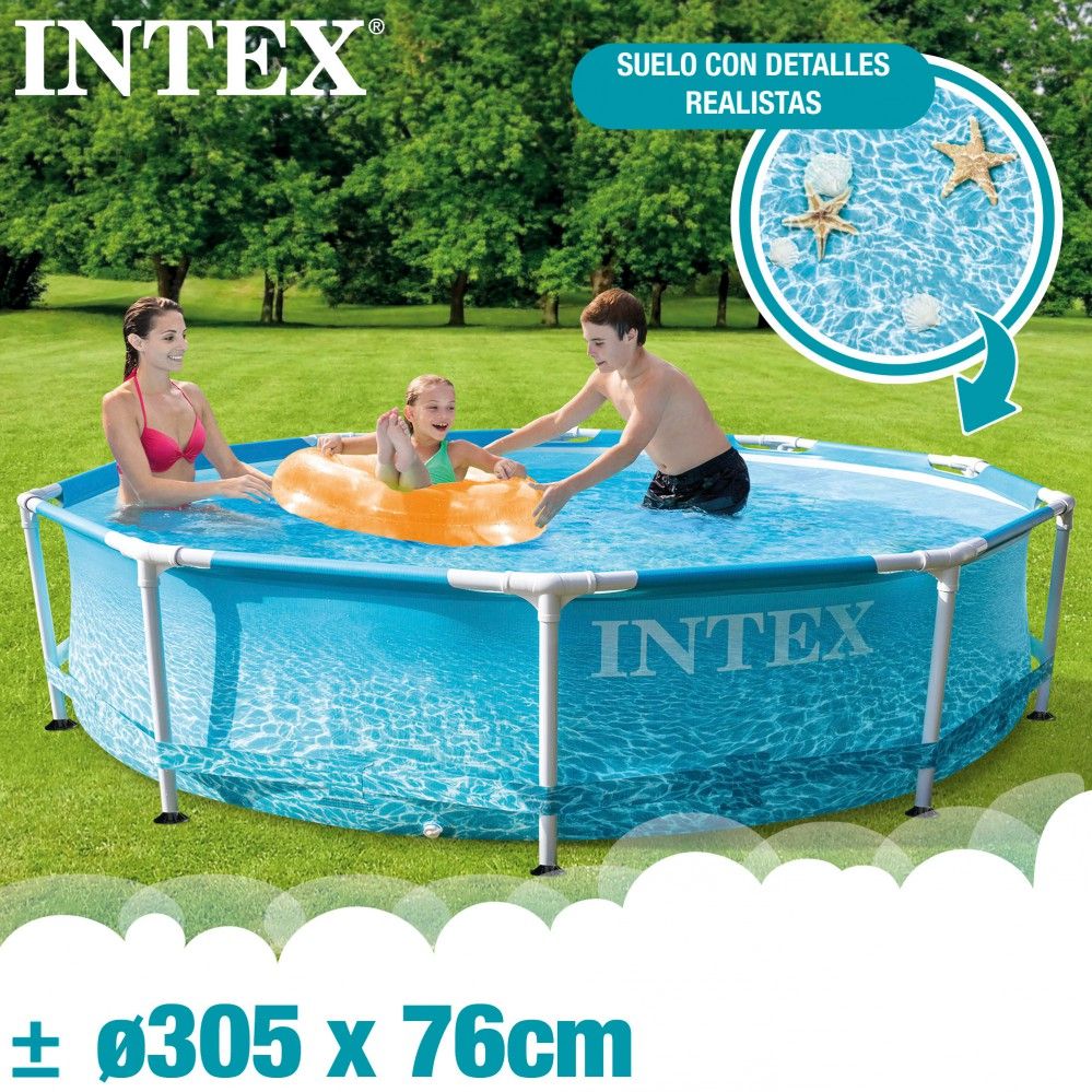 Piscine tubulaire circulaire bleue Intex en PVC amovible Ø305x76 cm avec purificateur