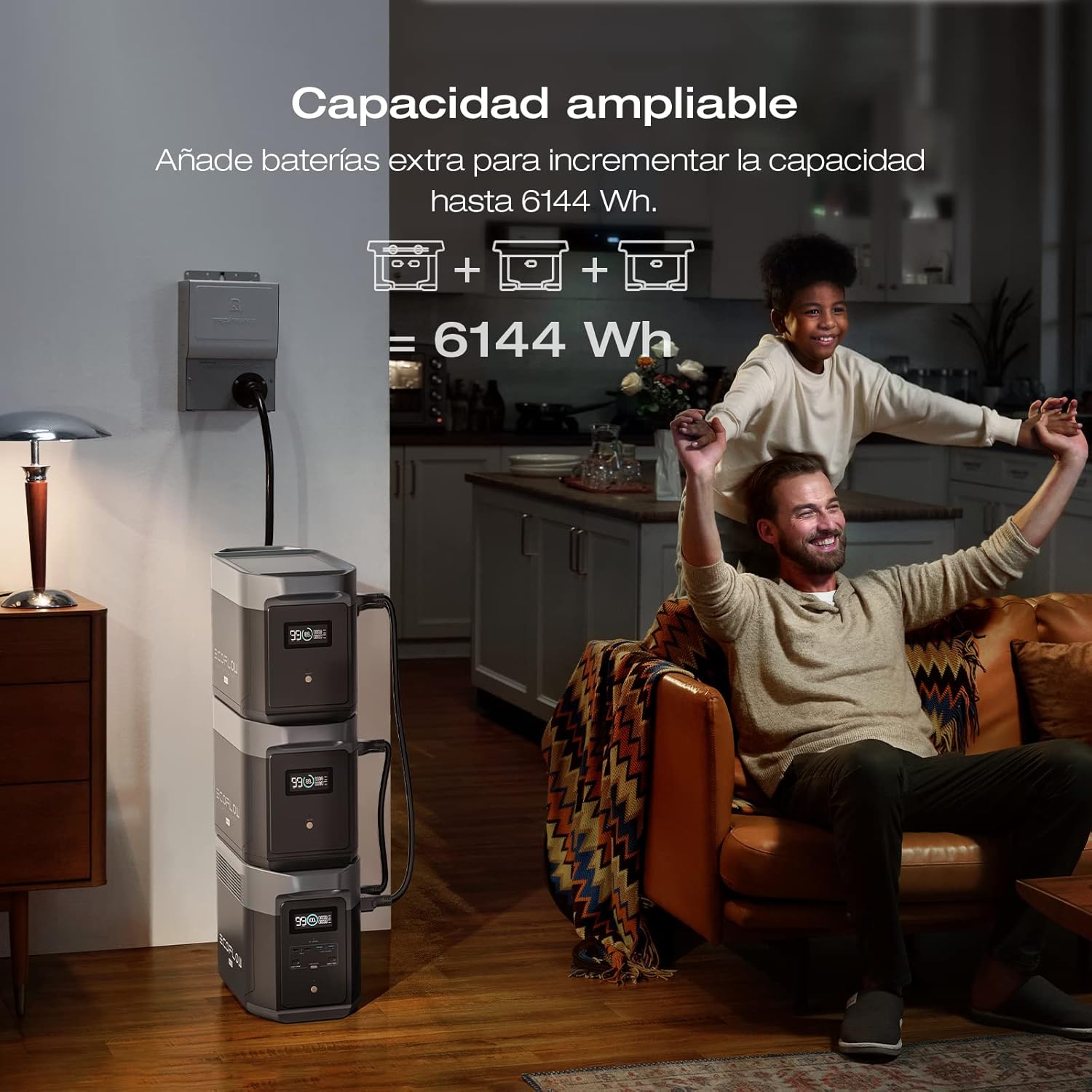 EcoFlow DELTA 2 Max bærbar kraftstation, 2048 Wh, 3000 AC-cyklusser LFP-batteri 80% opladning på 53 minutter, driver op til 3100 W stille solgenerator til hjemmet/campingvognen/camping