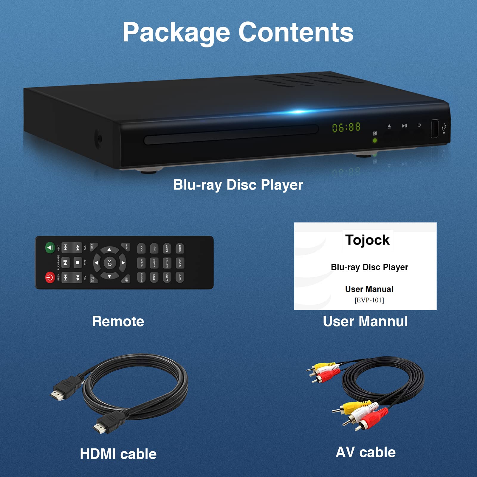 Tojoc k Blu Ray DVD Player. 1080P Home Theater Disc System
