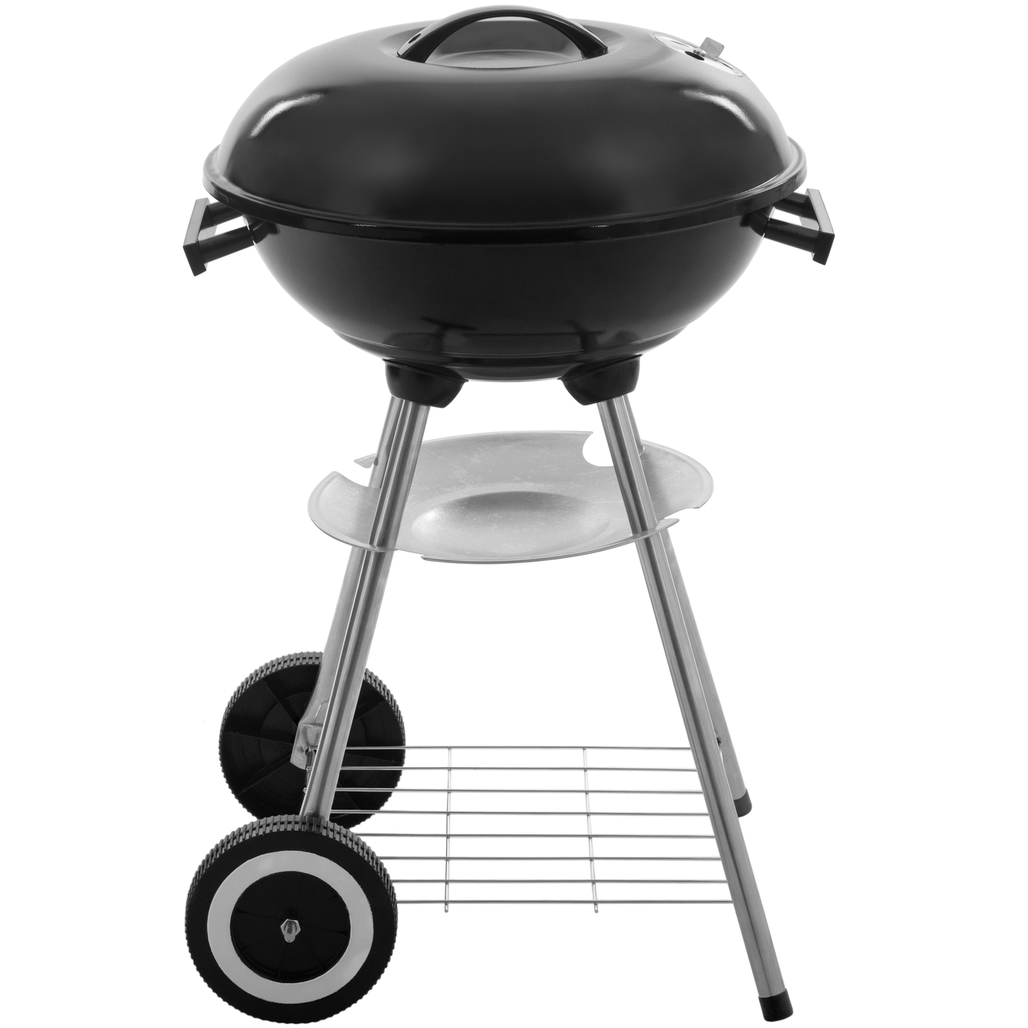 Primematik - 41x70cm Runder Holzkohlegrill mit Deckel und Rädern BBQ Grill für Garten und Camping Kh51000