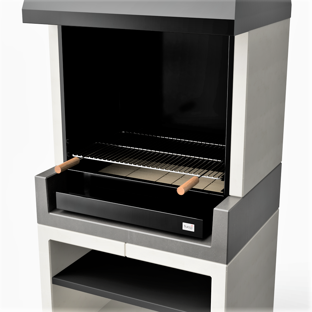 Tuozi - Indbygget grill til træ og trækul, model Kitaway Otte (grå/hvid - 84 x 63 x 206 cm) Ref: T00170