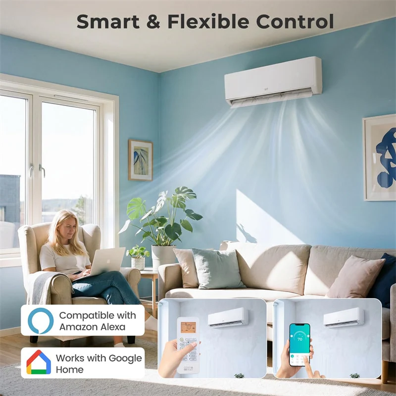X-Pro 18000 BTU 24 SEER2 2-Zone Mini Split Air Conditioner, WiFi Enabled Energy Star Inverter Ductless AC System with Heat Pump & Line Set