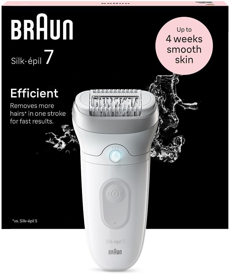 Braun Silk-épil 7, épilateur électrique pour une épilation facile, peau douce et durable, modèle 7-210, blanc/flamant rose