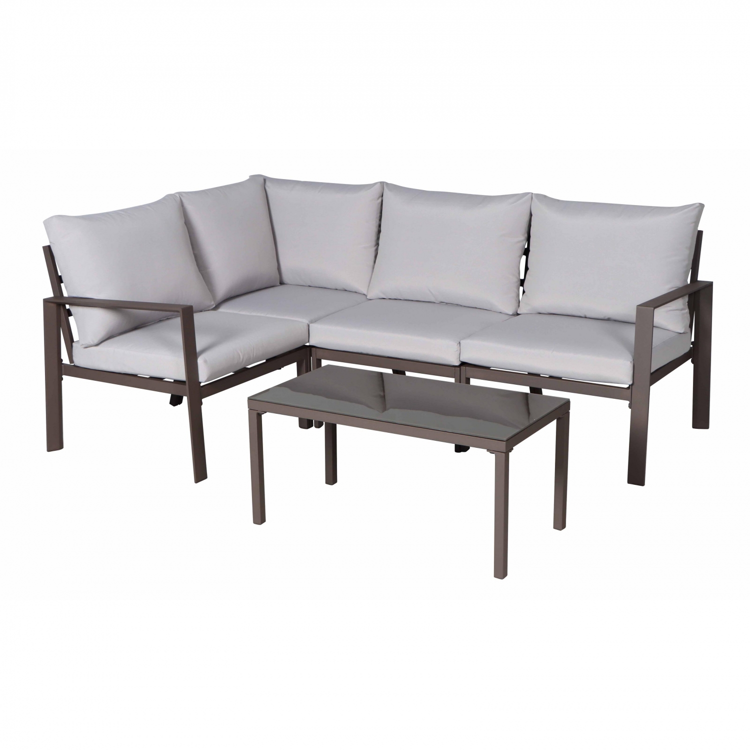 Aluminium hjørnehavesæt: Bord + hjørnemøbel, Malaga