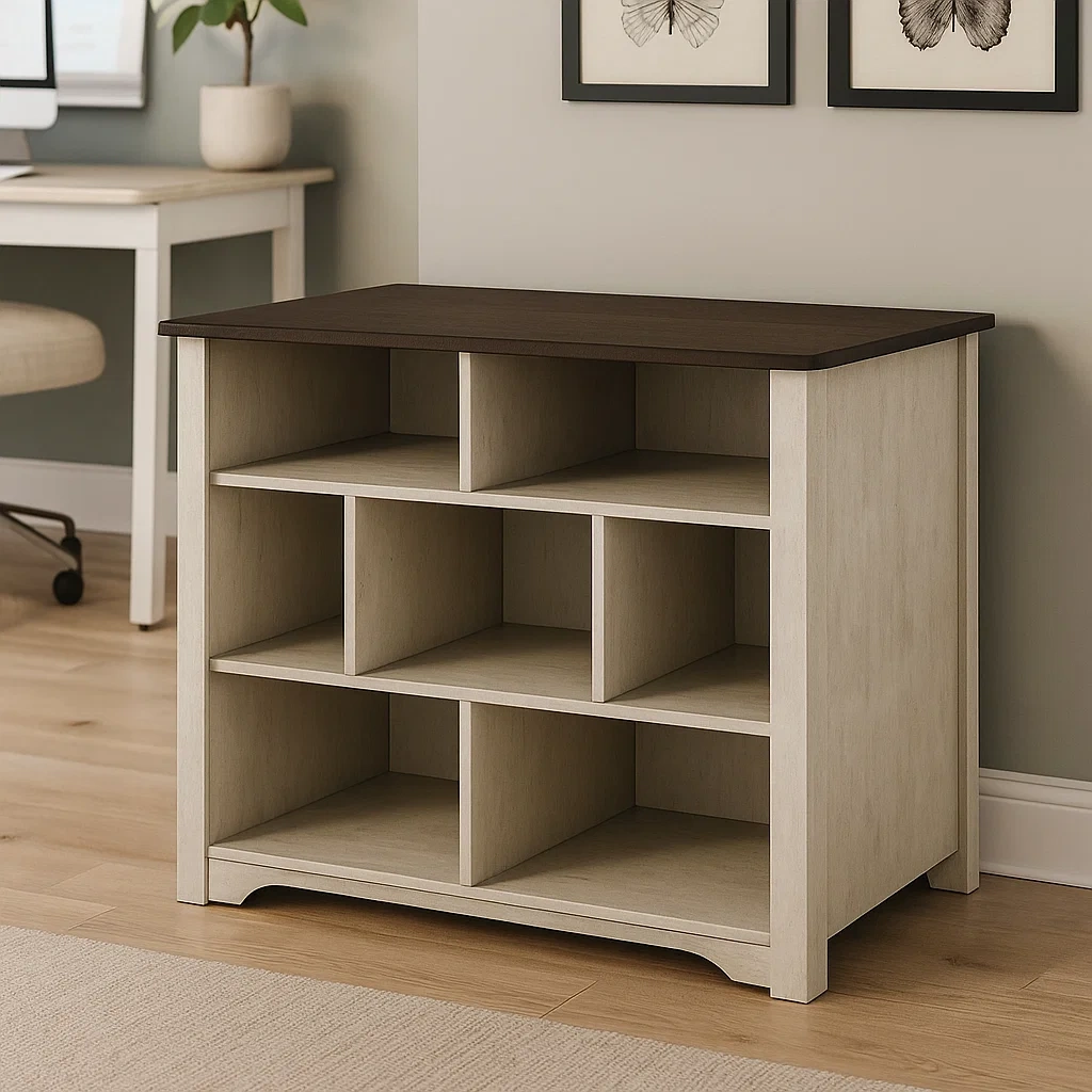 Îlot de cuisine rectangulaire avec étagères ouvertes, en bois beige et marron, autoportant, 110 x 60 x 90 cm, pour cuisine domestique - YpGDgkFSLFdF