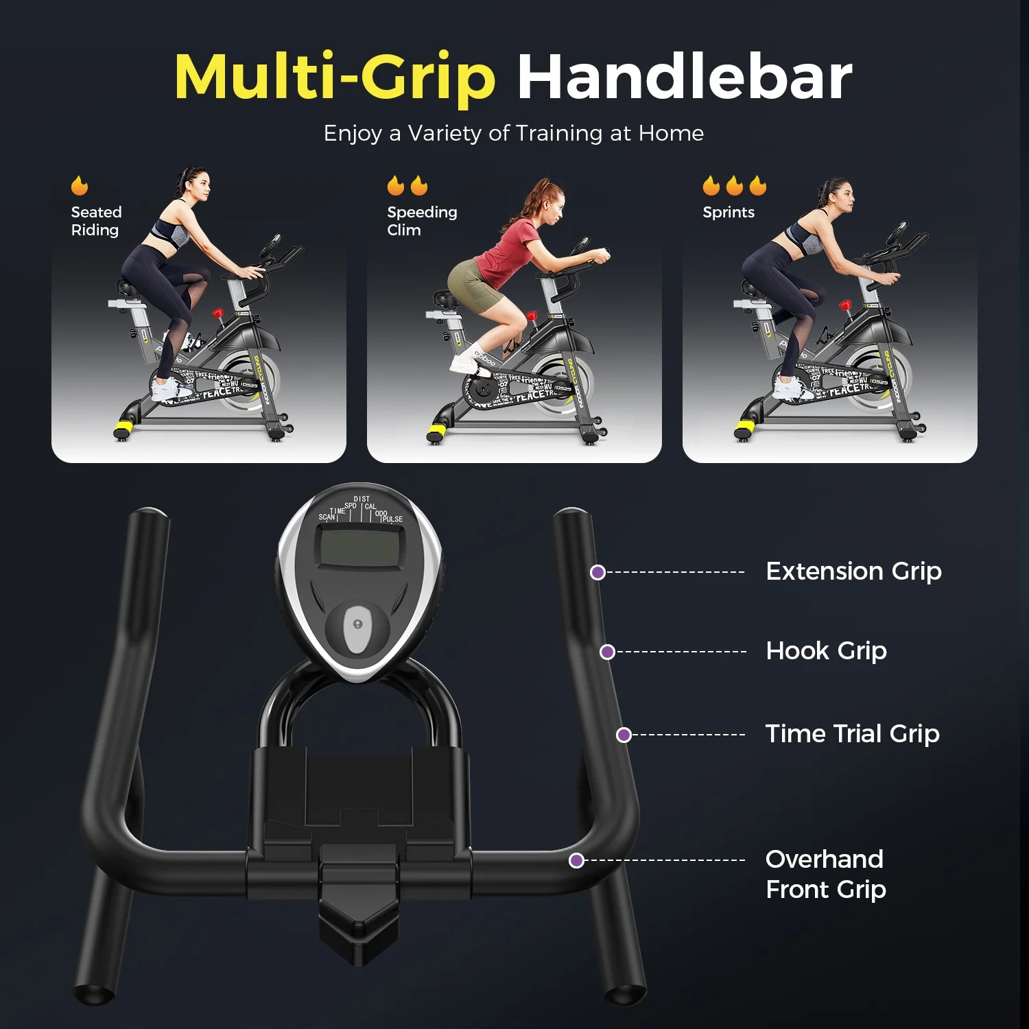 Pooboo Stationary Exercise Bike Indoor Cycling Bike Cycle Bicycle Adjustable Resistance for Home Office Cardio Workout Machine Max Weight 350 lb
