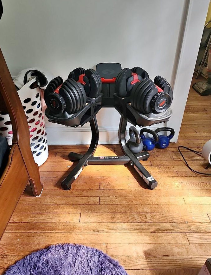 Bowflex SelectTech 1090i adjustable dumbbells (pair) with dumbbell stand