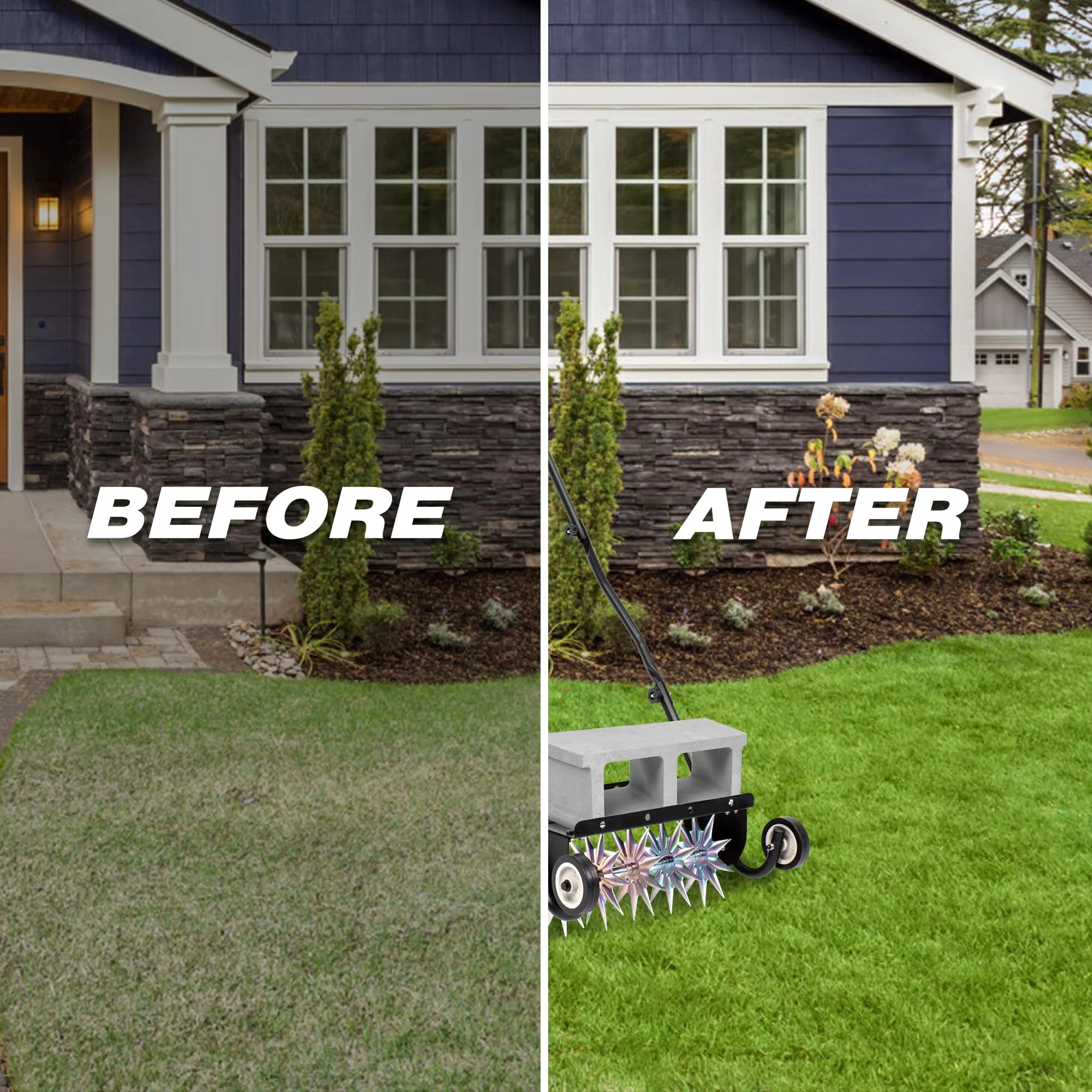 Suchtale 18 Inch Push Spike Aerator. Heavy Duty Rolling Lawn Aerator