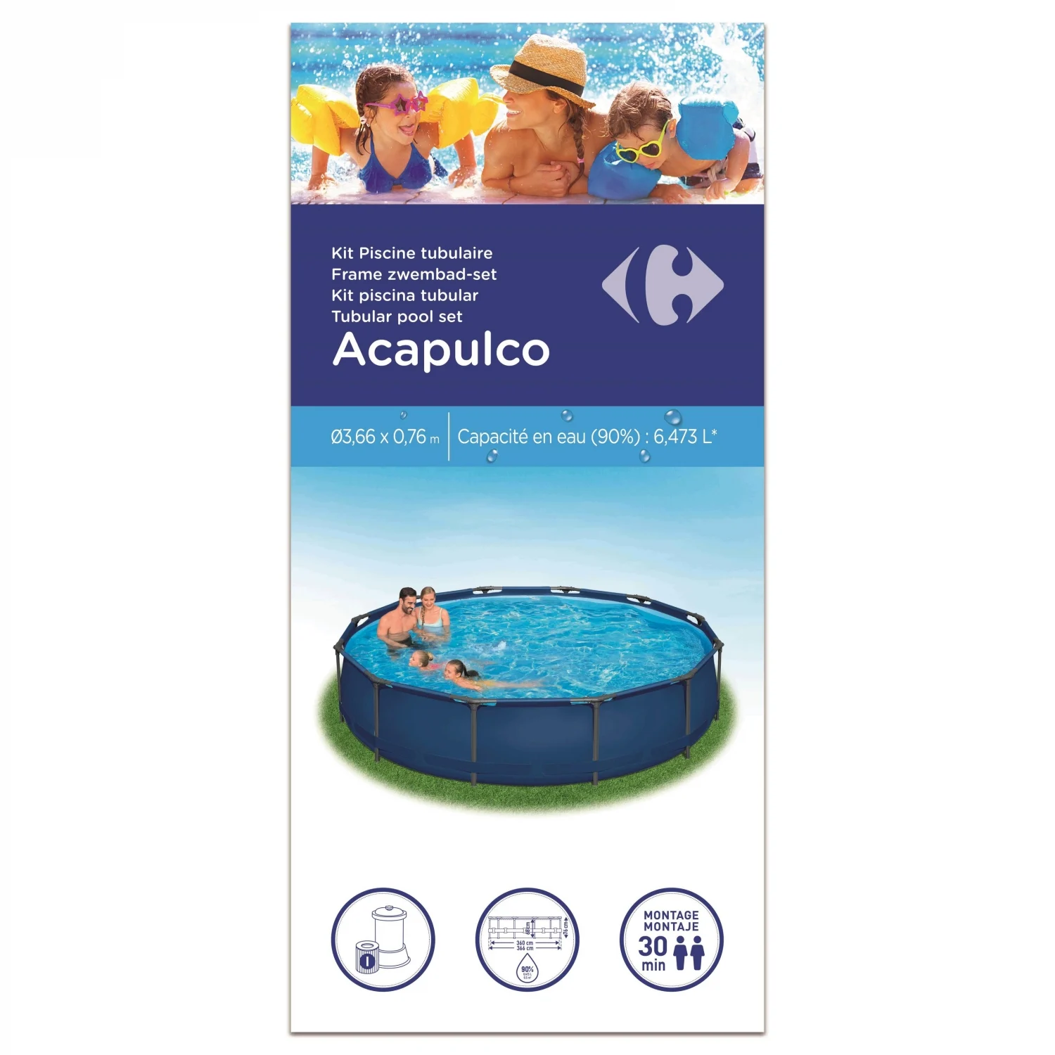 Piscine tubulaire ronde 366x76 cm Acapulco