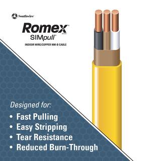 250 Fuß Romex SIMpull CU NM-B Southwire Kabel mit 12 massiven Leitern