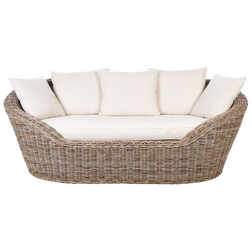 Naturlig havesofa i boho-stil lavet af naturlig rattan med Cavo-hynder - Naturlig