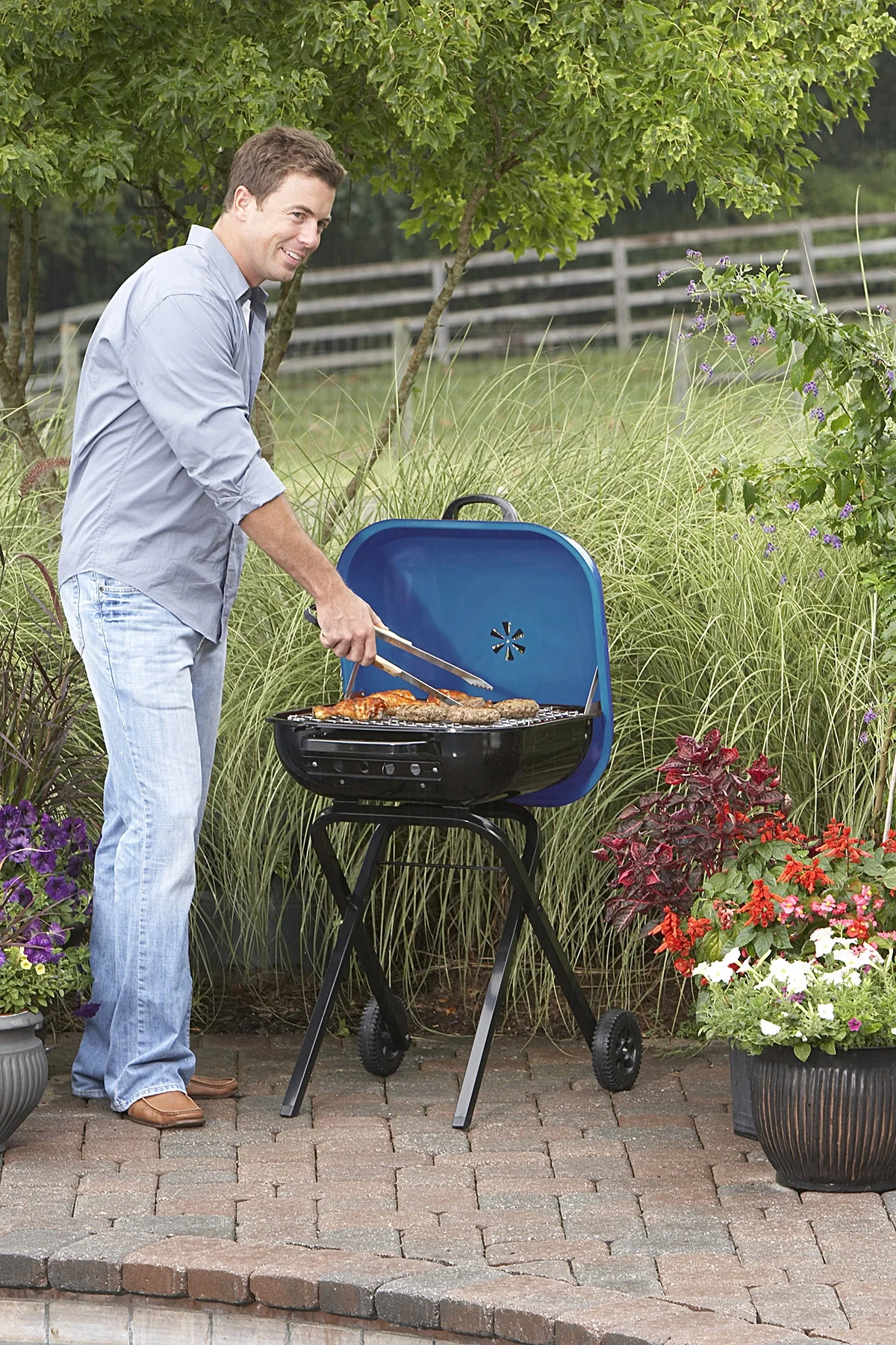 Walk - A - Bout Portable Charcoal Grill in Blue