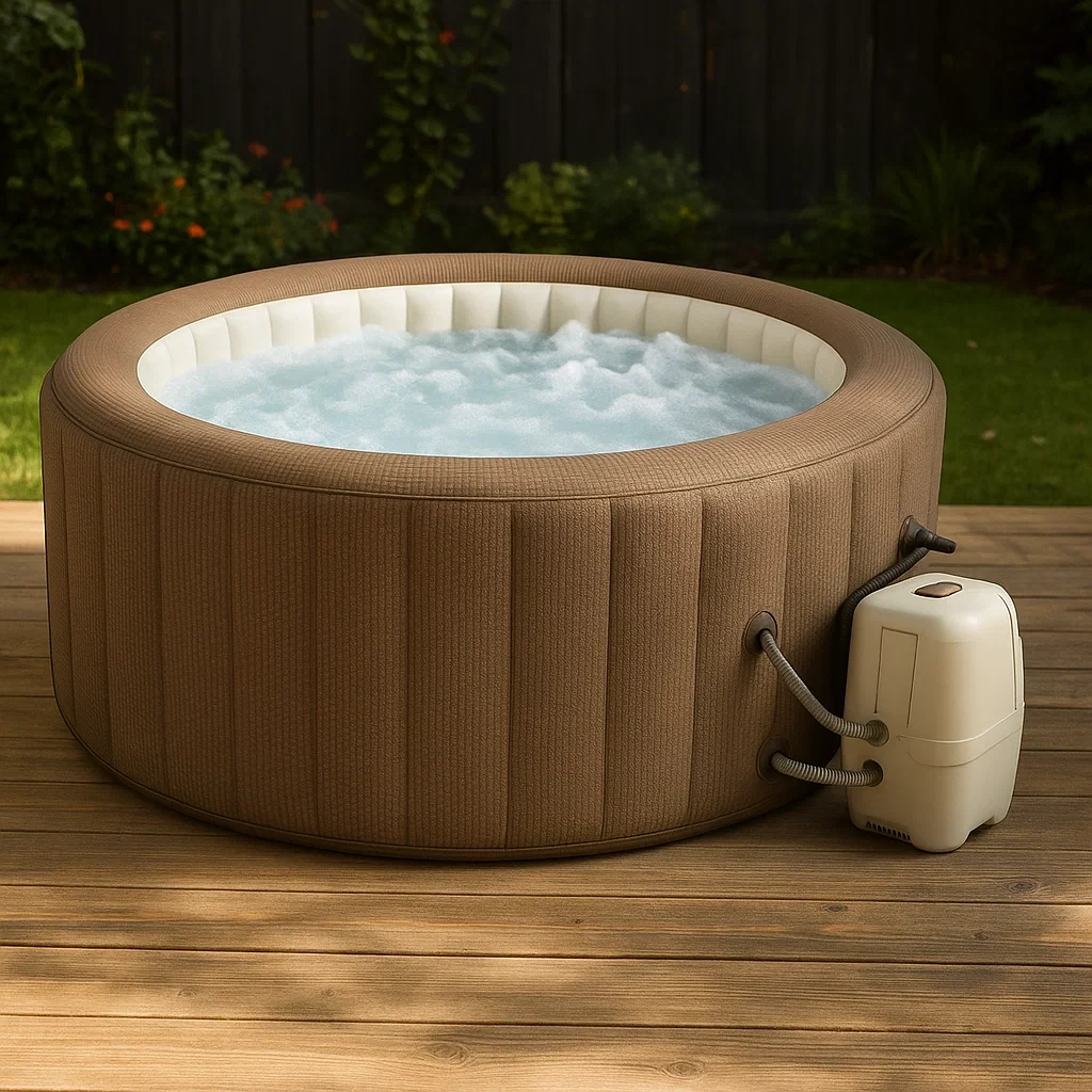 Spa gonflable, 196 x 196 x 71 cm, 4 personnes, rond, marron/blanc UcpZKNF336Oy
