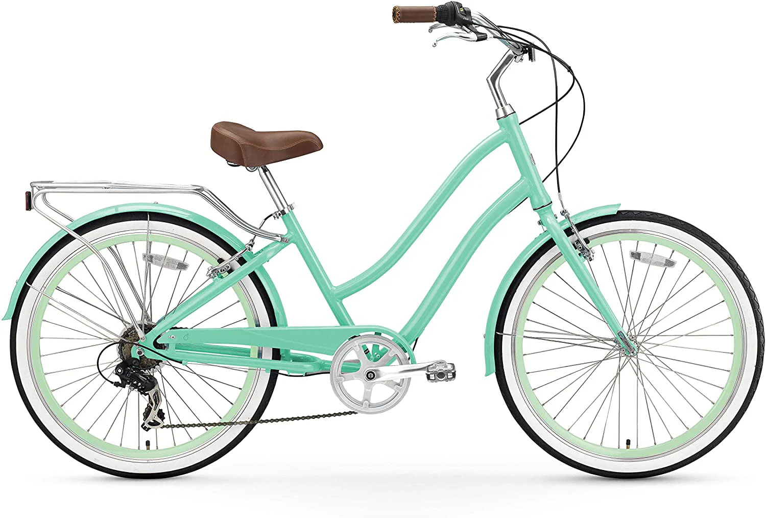 Sixthreezero Every Journey Steel Women'S 7 - Speed Hybrid Bicycle with Rear Rack, 26 In. Wheels, Mint Green