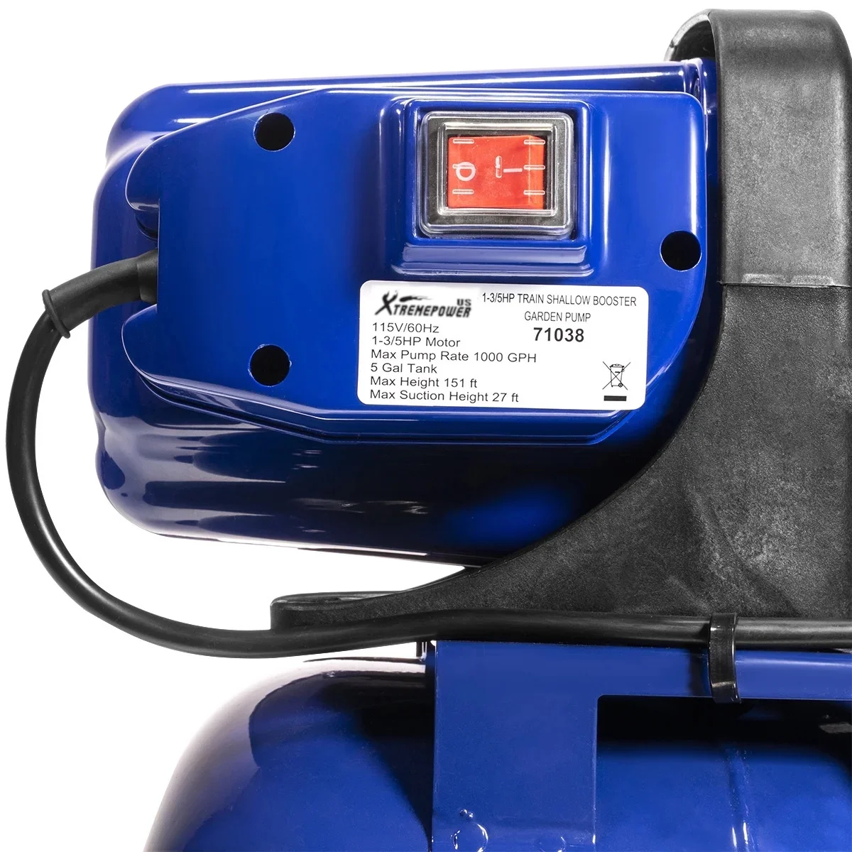 Xtremepowerus 1.6HP Shallow Well Pump with Pressure Tank, 1000 GPH 115V Deep Well Jet Pump