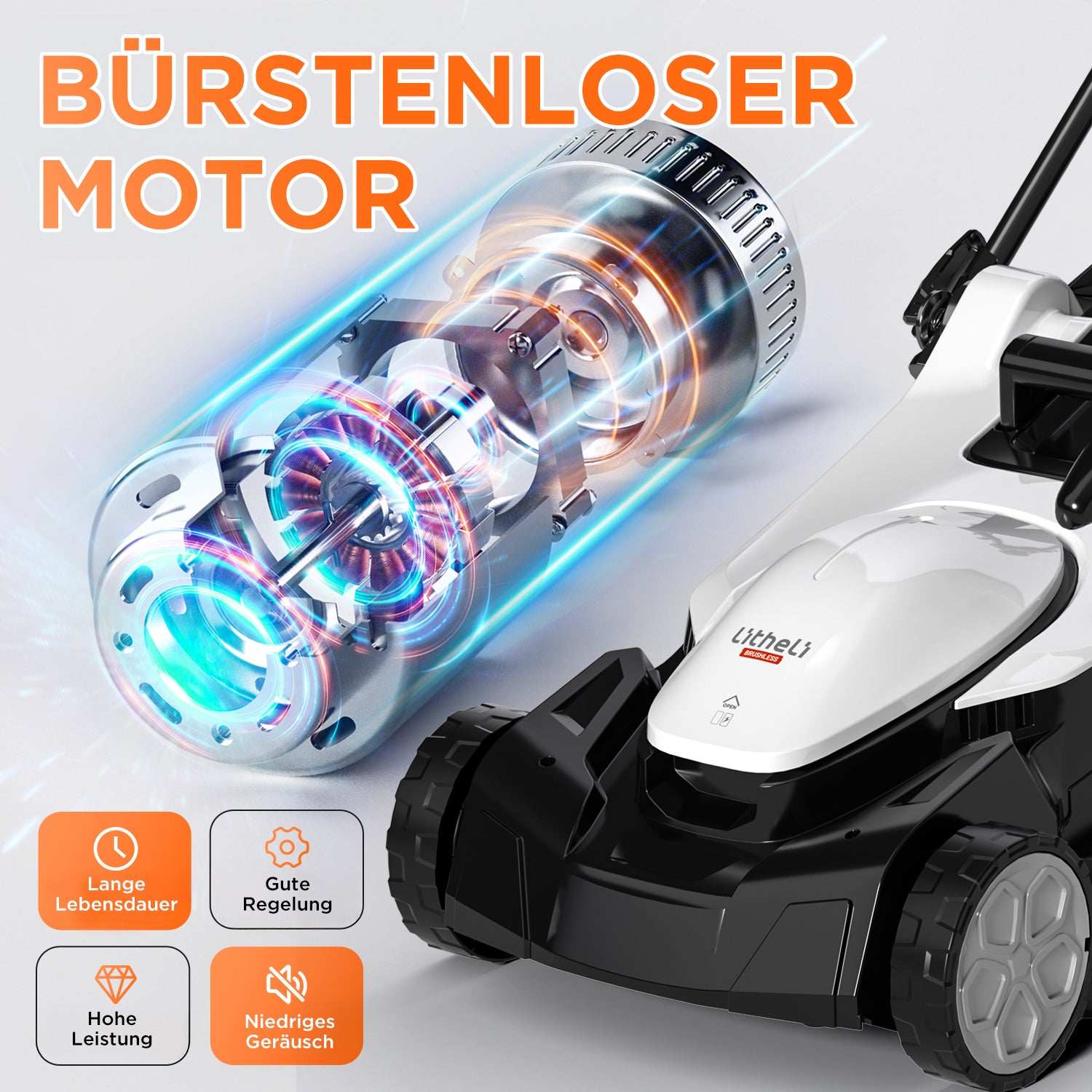 2025 U20 Akku 43 cm Børsteløs Plæneklipper | Inkluderer 2 x 4,0 Ah og 2 x 4,0 Ah SE batterier | Nem klipning op til 1000 m²