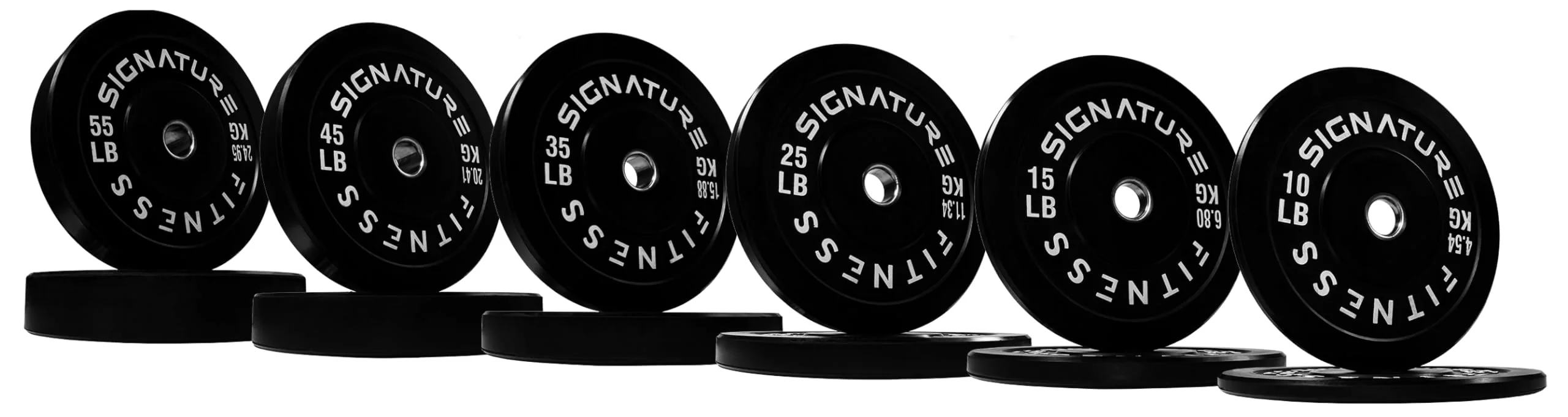 Signature Fitness 2 Olympic Bumper Plate Weight Plates with Steel Hub