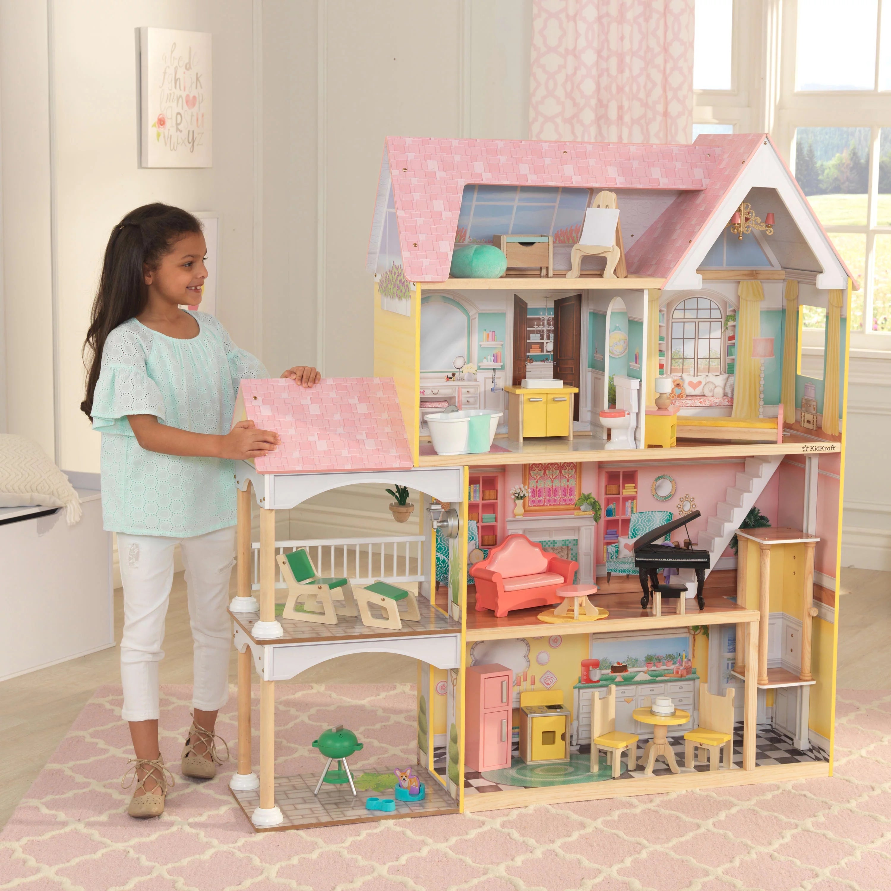 Maison de poupée en bois KidKraft Lola Mansion avec 30 accessoires, pour enfants de 4 ans et plus