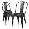 Monibloom Industrial Metal Dining Chair Set of 4, Stackable Bar Stools, for Home Patio Cafe Bar, White
