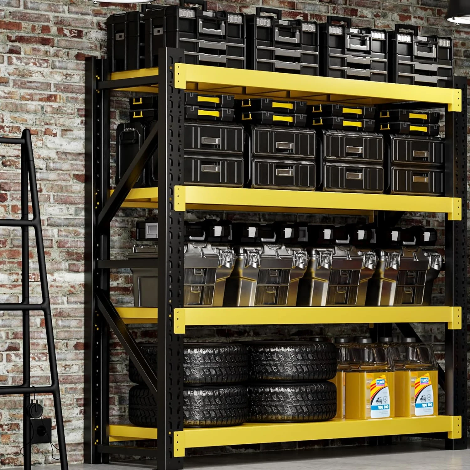 3000 lb Heavy - Duty Garage Shelving, 31.5" W Metal Shelves, 4 - Tier Adjustable Garage Shelving Units, Storage Racks for Warehouse, Workshop