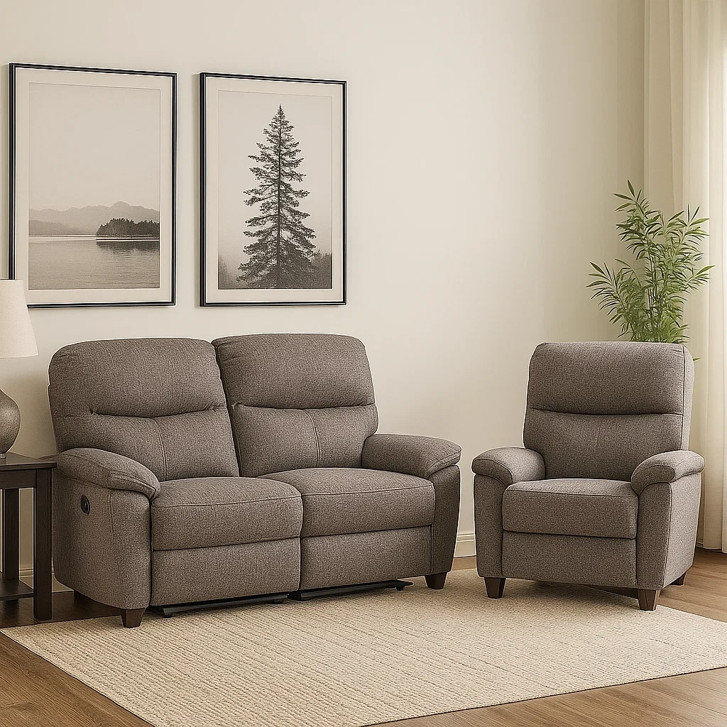 Sofagarnitur, 2-Sitzer, 1-Sitzer, Holzrahmen, feste Schaumstoffpolsterung, Leinenbezug, taupefarben, für Wohnzimmer, 2-Sitzer-Sofa 140x90x100 cm, 1-Sitzer-Sofa 90x90x100 cm - 158hc2m9wJkC