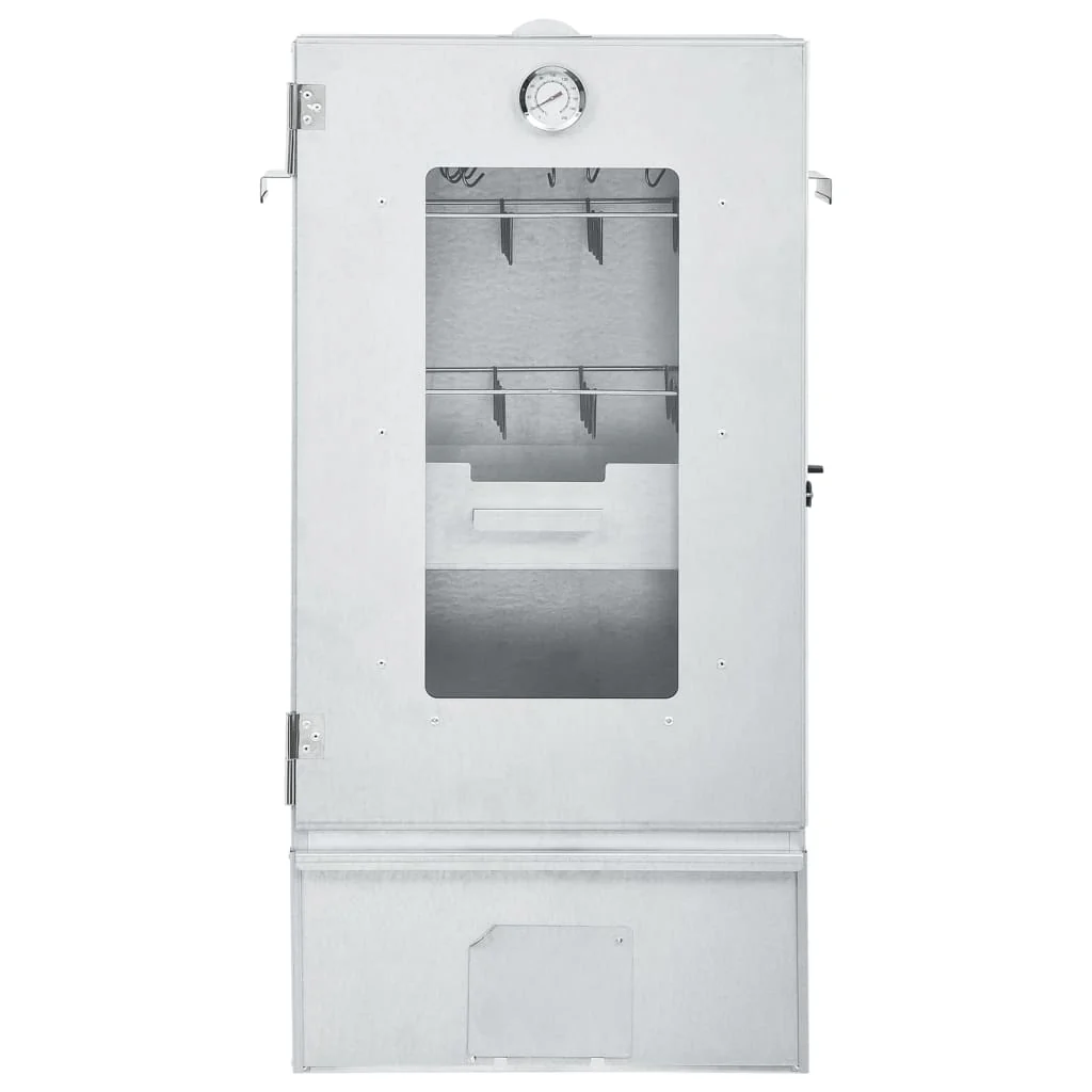 Fumoir 2025 44,5 x 29 x 83 cm avec table 40 x 28 x 44,5 cm galvanisé – Armoire à fumoir argentée