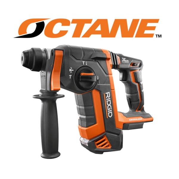 RIDGID 2025 Akku Børsteløs Borehammer 18 Volt OCTANE SDS-Plus 1 Tommer (Kun Værktøj) R86711B