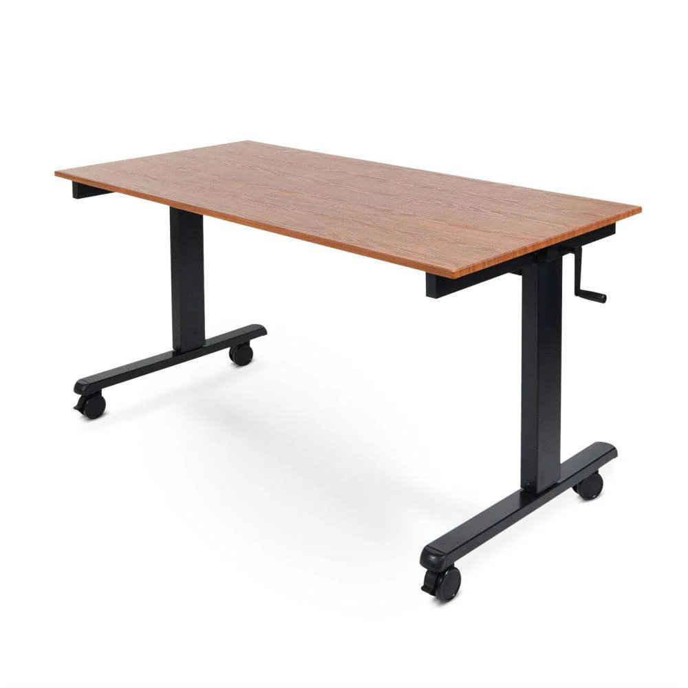 Bureau réglable en position assise et debout avec manivelle (122 cm L x 75 cm P)