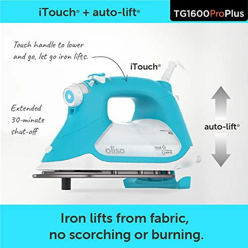 Oliso Pro Plus Ceramic - Coated Steam Iron, Blue
