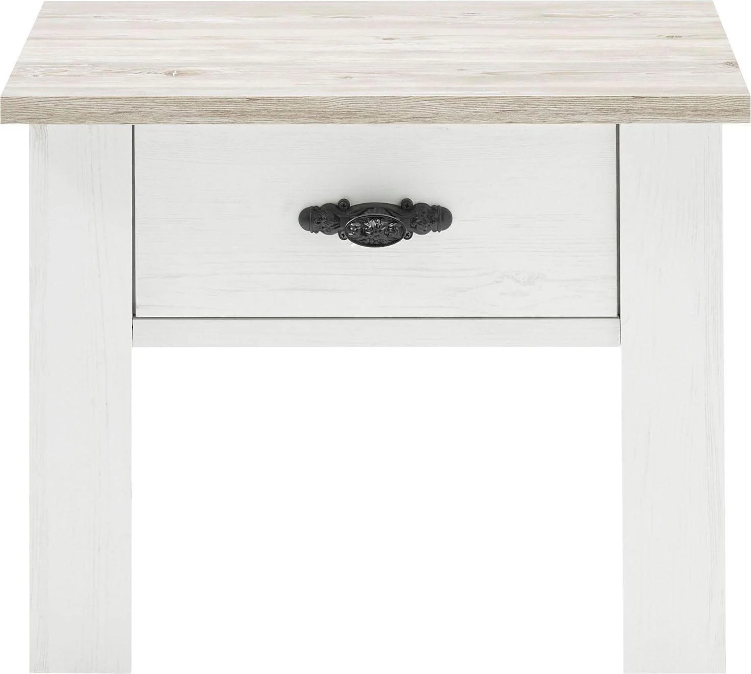 Table de chevet aspect bois blanc Florenz, 1 tiroir, largeur 58 cm
