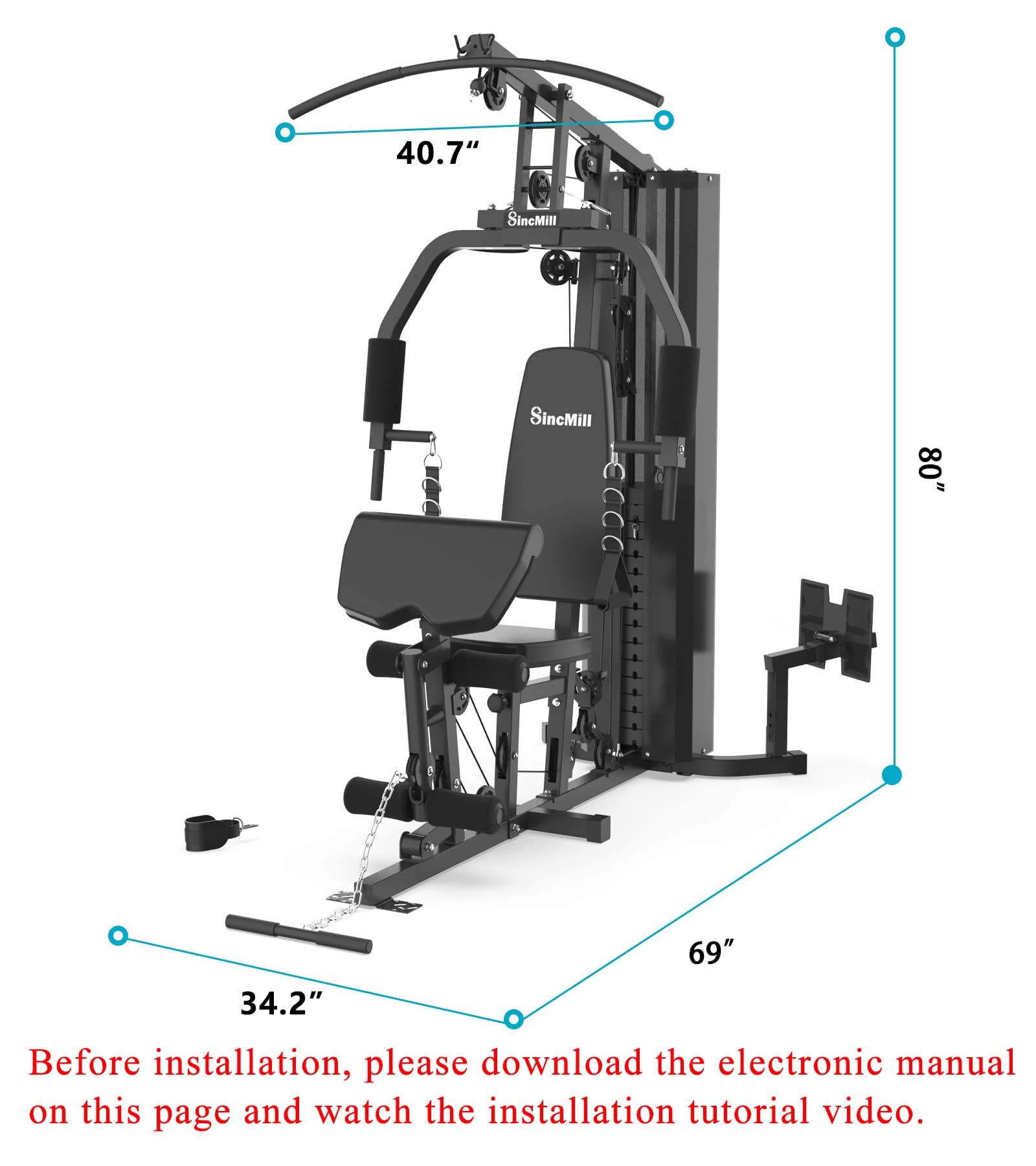 2025 Hjemmegym SCM-1148L. 148 lb multifunktionelt fitnessudstyr til komplet hjemmetræning