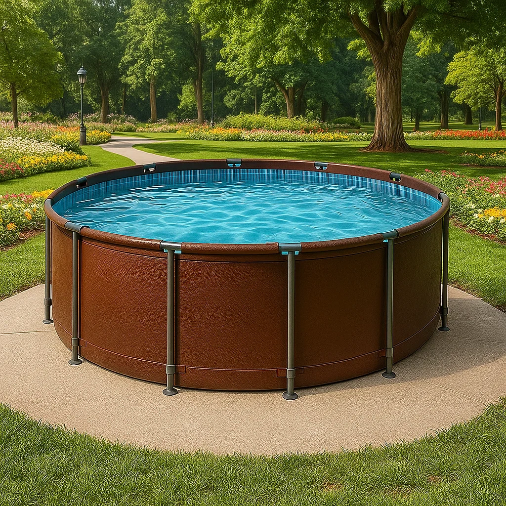 Piscine hors-sol tubulaire ronde 298 x 96 cm marron/bleu avec filtre et échelle RZetqzw248ZV
