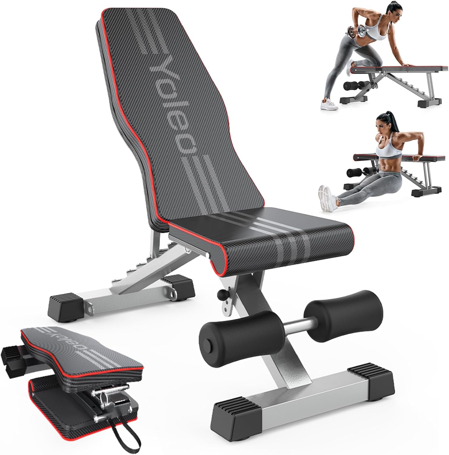 Banc de musculation réglable Yoleo 2025 pour un entraînement complet du corps. Banc de développé couché pliable.