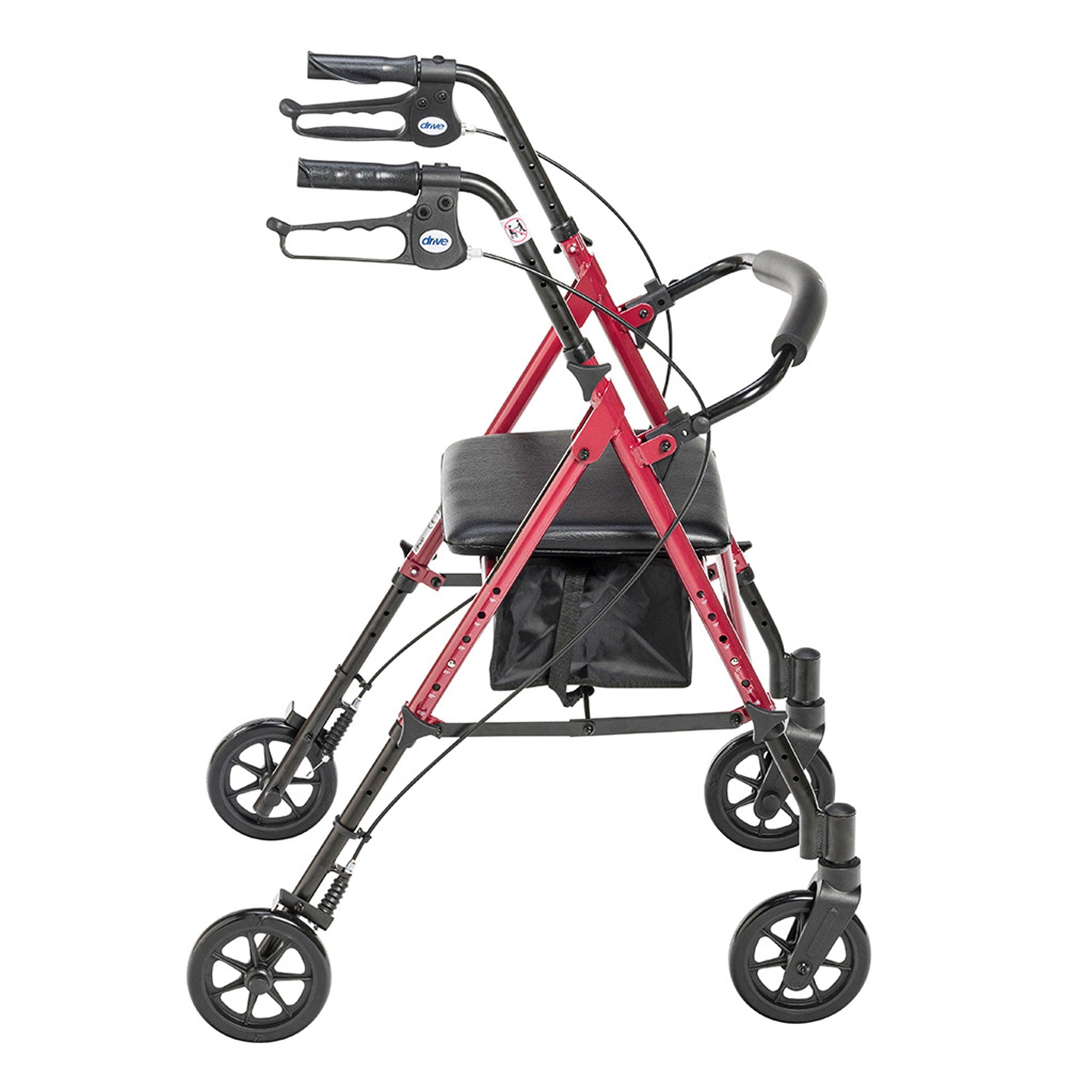 Déambulateur en aluminium réglable en hauteur avec roues de 15 cm, rouge – Drive Medical
