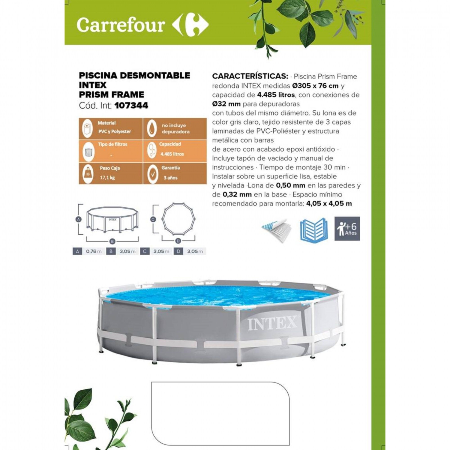 Prismeramme Rund Pool 305x76 cm