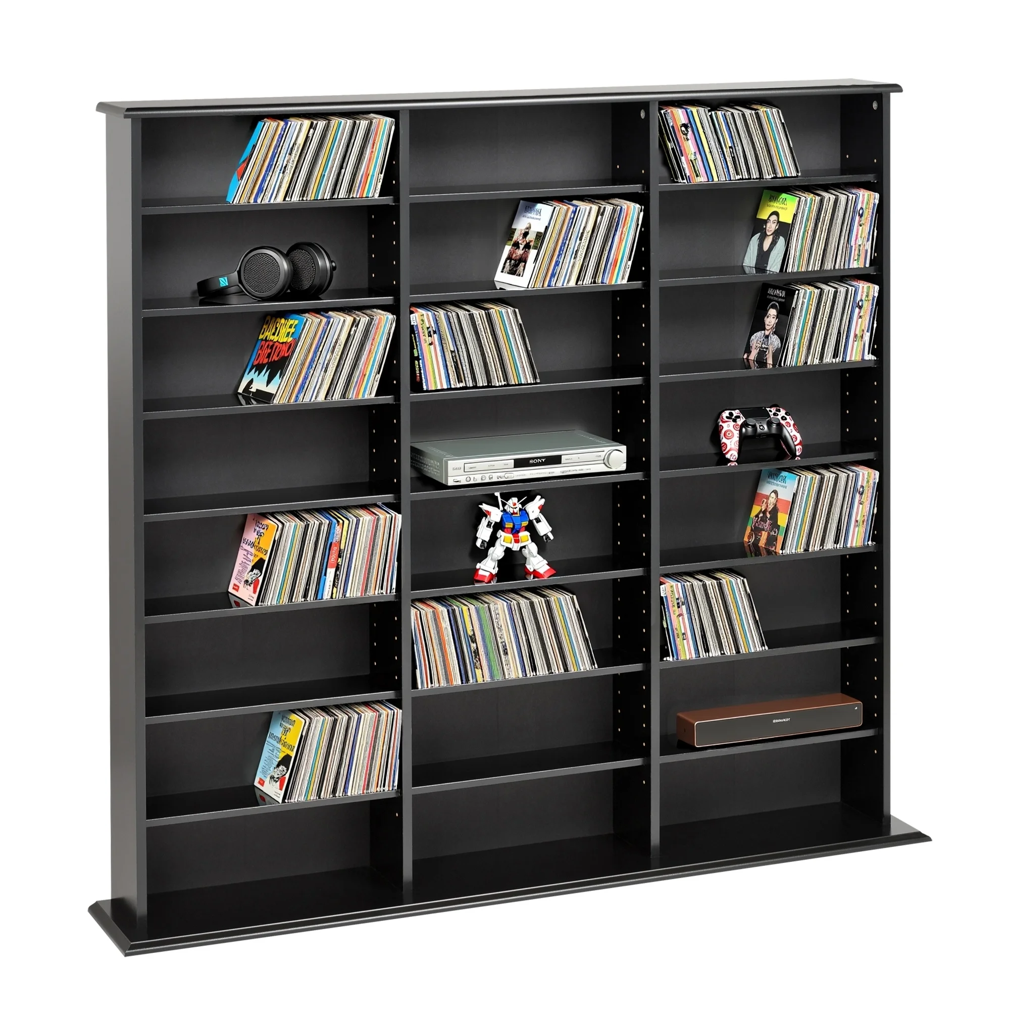 Prepac 51" Triple CD DVD Wall Media Storage Rack in Black