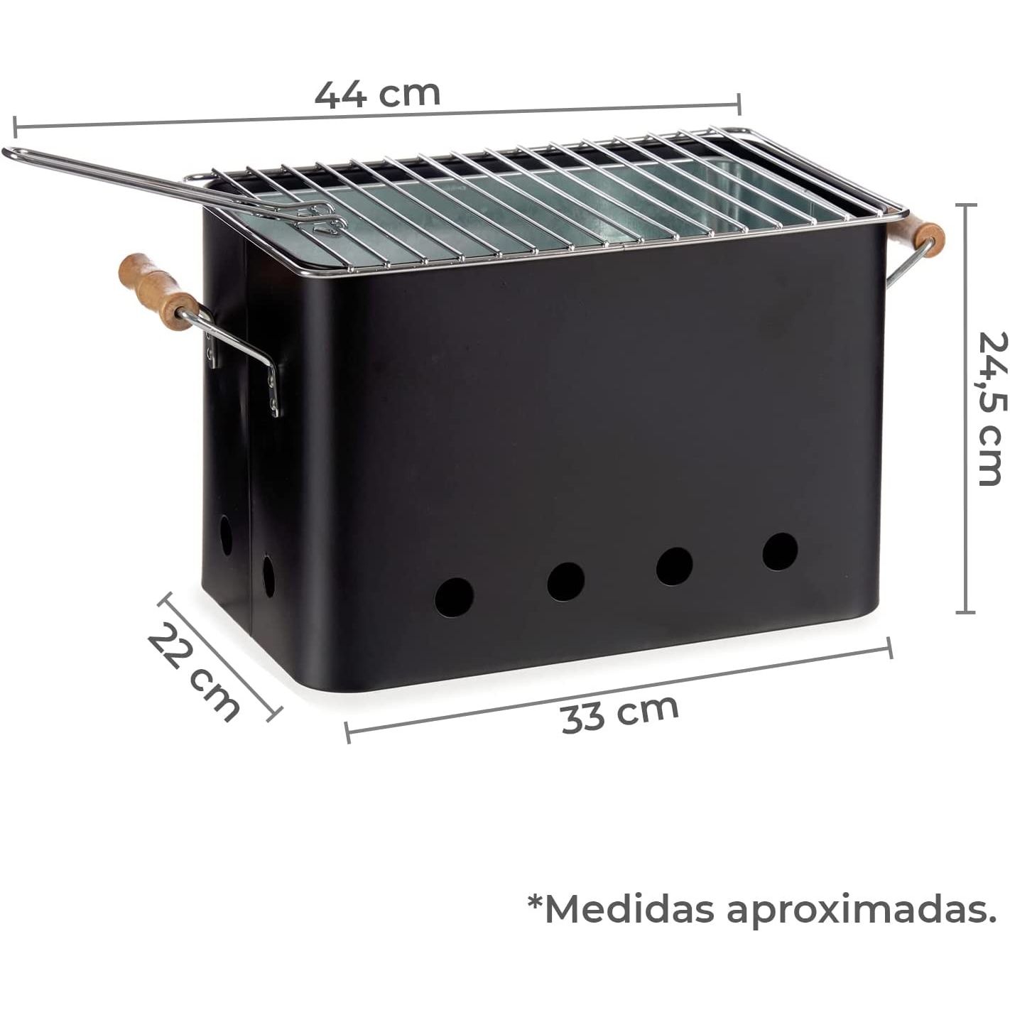 Petit barbecue rectangulaire portable au charbon de bois en fer et zinc