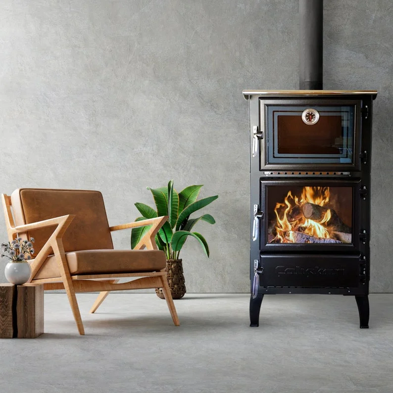 Multifunctional Wood Burning Cast Iron Stove with Oven & Stovetop for Cooking Baking Heating Suitable for Tiny House and Farm House