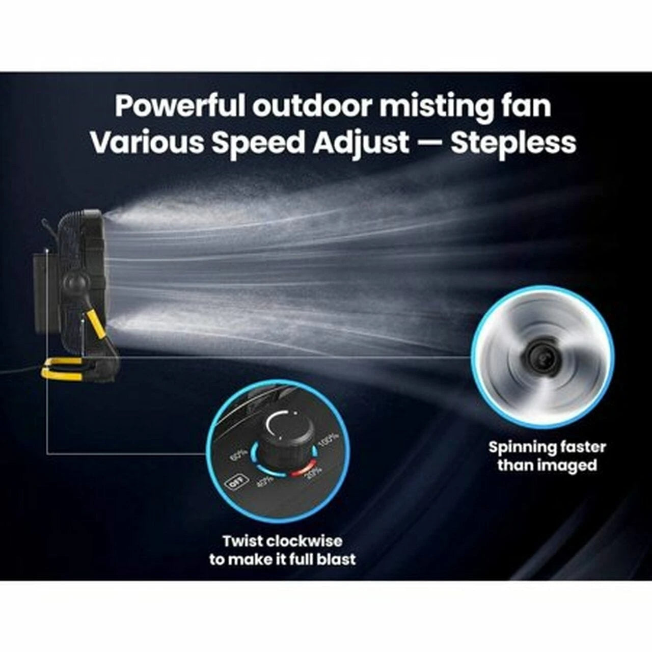 Ventilateur de sol extérieur sans fil Geek Aire CF100M 12 pouces – Fonction brumisation