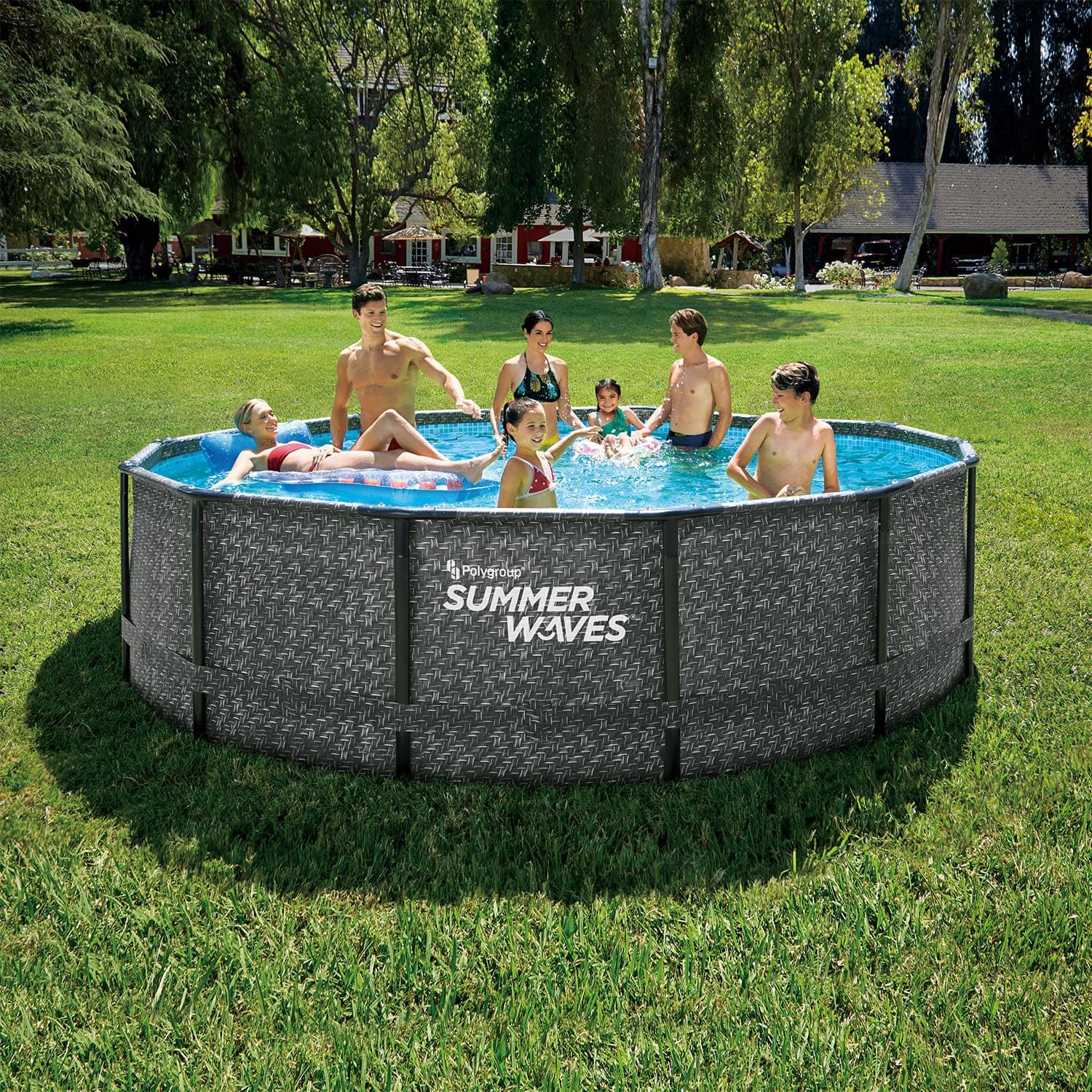 Piscine tubulaire ronde en rotin 4,27 m x 107 cm