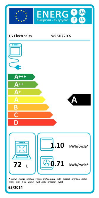 Four multifonction LG WS5D7230S, 2,9 kW, 72 L, ouverture rabattable, 12 fonctions de cuisson, efficacité A - Acier inoxydable