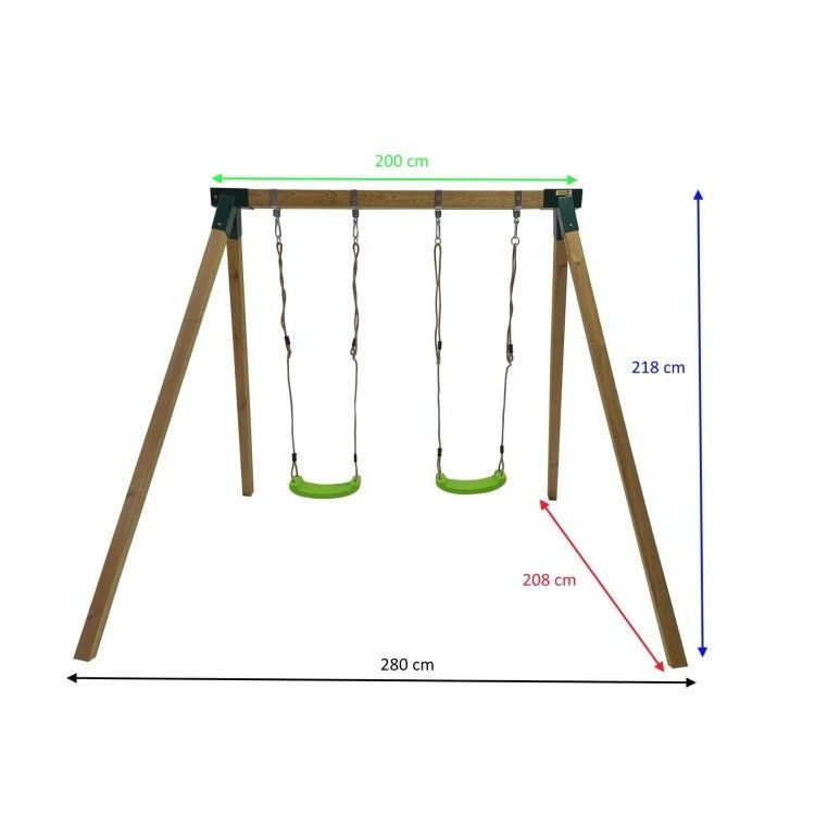Masgames Karai Junior XL Firkantet Træ Dobbeltgynge + Babysæde