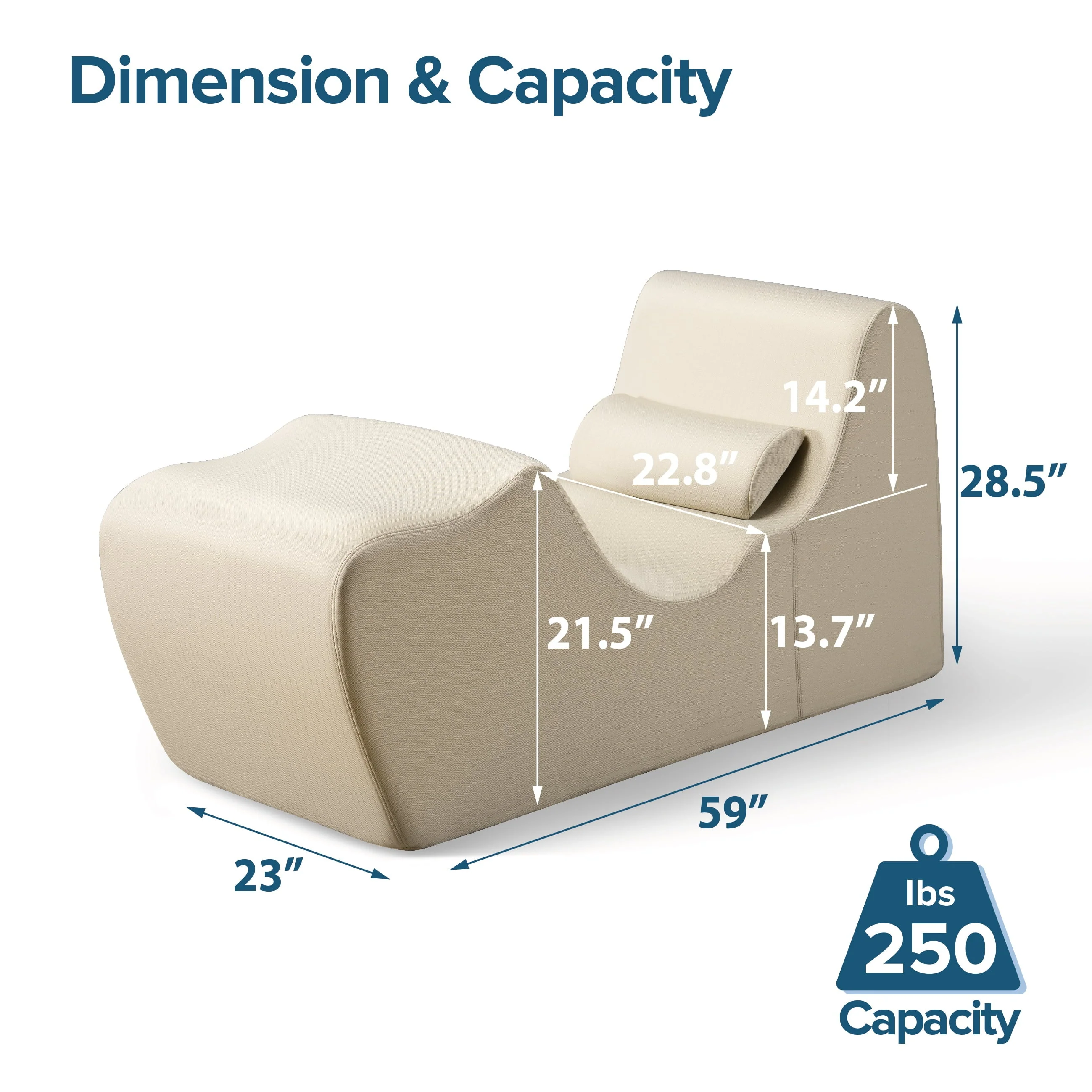 Zinus Lotus Zero Gravity Foam Chaise Lounger, Herringbone Oatmeal